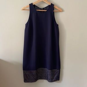 Loft Navy Cutout Dotted Mini Sheath Work Dress, 4P, NWOT!